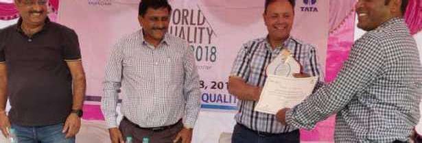 Team receiving the Tata Projects World Quality 2018 award